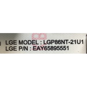 FUENTE PARA TV LG NUMERO DE PARTE EAY65895551 / LGP86NT-21U1 / EPCD31CB1A / 3PCR02852A / PANEL NC860TQF-AAKH1 / MODELO 86UP8770PUA.BUSYLKR / 86UP8770PUA